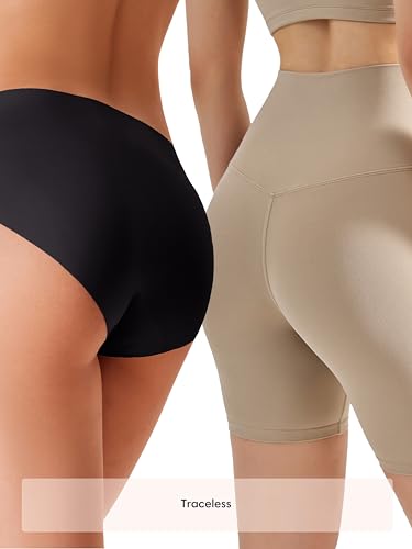 Womens Mid-Waist Underwear Full Coverage No Show Seamless Comfortable Brief Panties 6 Pack3