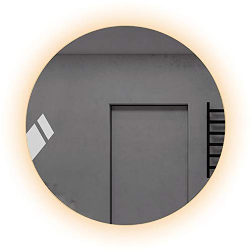 Espejo de baño LED inteligente, espejo cosmético redondo de pared, utilizado para maquillaje y afeitado, sin interruptor, antivaho, imagen simple, sin marco, claro/A/50 cm