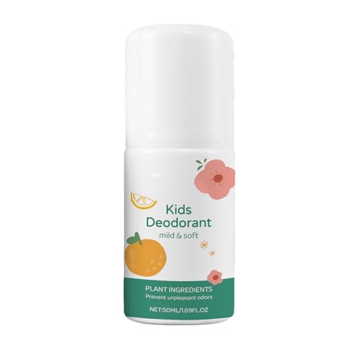 Desodorante natural para niños, desodorantes infantiles de 50 ml, fragancia roll-on de vainilla, desodorante enrollable para evitar la piel seca, fresco y más agradable, adecuado para la piel sensible