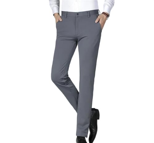 Mens Casual Straight Trousers High Waist Stretch Business Work Slim Fit Korean Style Suit Pants
