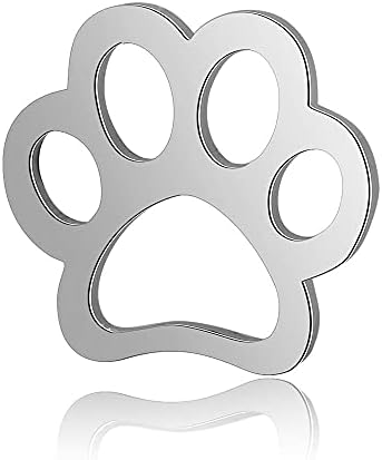 DanLingJewelry 10pcs 304 Stainless Steel Dog Paw Print Charm Doggy Cat Animal Footprint Pendant for DIY Crafting Jewellery Findings