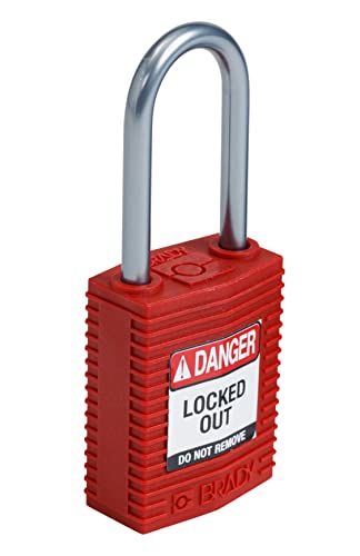 Image of Brady CPT-RED-38AL-KD SafeKey Padlock, Red, 3.0 in H x 1.25 in W x 0.75 in D