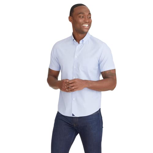 UNTUCKit Hillstowe Wrinkle Free - Untucked Shirt for Men, Short Sleeve, XX-Large Blue