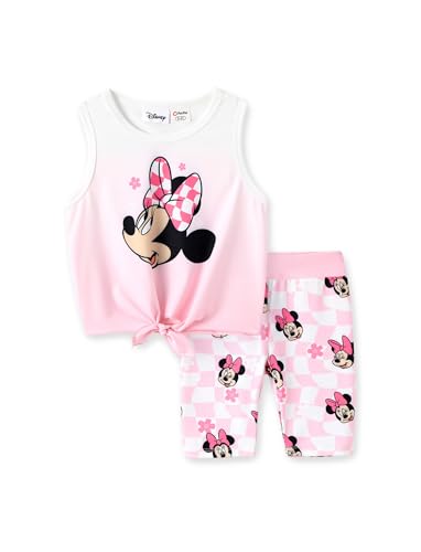 Image of Disney Stitch丨 Frozen丨 Minnie Mouse丨Princess丨Winnie Tank Top+Dolphin Shorts Girls Outfits Workout Athletic Set Summer