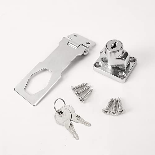 Image of 2 Pack Keyed Hasp Locks 3 Inch Twist Knob Keyed Locking Padlock Latch Lock with Keys for Door Shed Gate Cabinet Silver