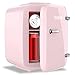 YASHE Mini Kühlschrank, 4 Liter Mini-Kühlschränke für Kosmetik, Getränke, 220V AC/ 12V DC Thermoelektrische Kühlung und Erwärmung, Kleiner Kühlschrank für Schlafzimmer, Büro, Wohnheim, Auto (Rosa)