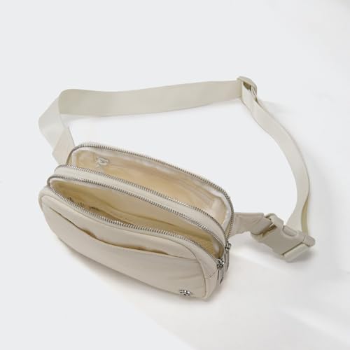 Image of Pander Everywhere Belt Bag for Women, 5 Zipper Pockets Nylon Crossbody Fanny Pack Purse (White Opal)