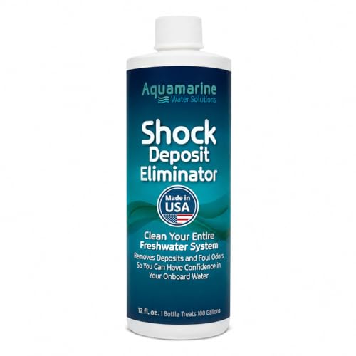 Aquamarine Water Solutions – Shock RV & Boat Water Tank Deep Cleaner and Deodorizer – Treats, Maintains Boat, RV & Household Fresh Water Systems – Ideal for Use Following Seasonal Storage – 12 Fl Oz