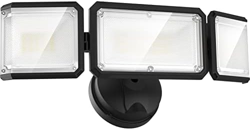 LEPOWER 42W Flood Lights Outdoor - 4200LM High Brightness LED Security Lights Outdoor with 3 Heads, Switch Controlled Exterior Flood Light & 220° Wide Angle, IP65 Waterproof for Garage, Yard, Porch
