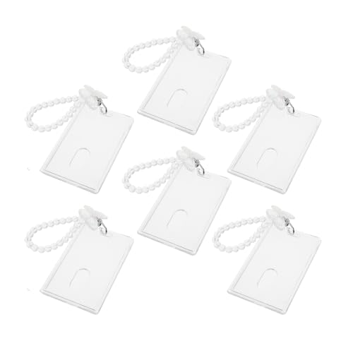 Porta tarjetas PVC transparente de doble cara con protector deslizante y cadena de seguridad