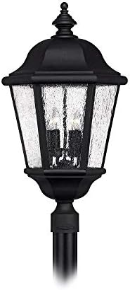 Hinkley Edgewater Four Light 27.75-Inch Post Mount Outdoor Lantern, Aluminum, Clear Seedy Glass, Driveway Walkway or Entry, Post Sold Separately, Black Finish