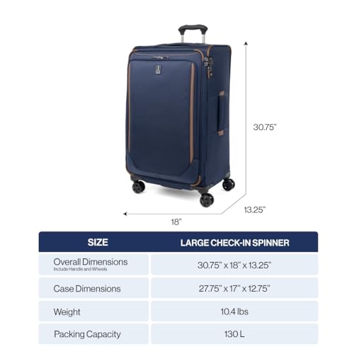 Image of Travelpro Crew Classic Lightweight Softside Expandable Checked Luggage, 8 Wheel Spinner Suitcase, TSA Lock, Men and Women, Checked Large 29-Inch, Patriot Blue