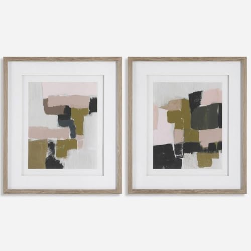 Uttermost 41453 Color Block - Framed Abstract Art (Set of 2)-30.5 Inches Tall and 26.5 Inches Wide