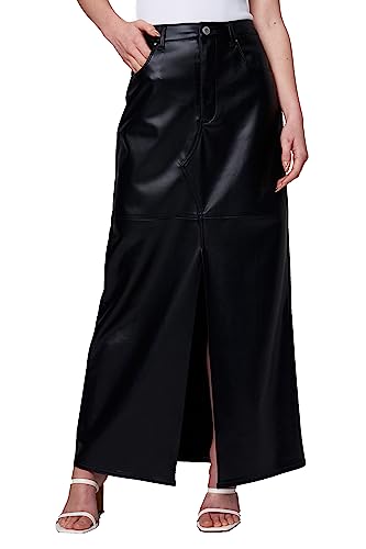 [BLANKNYC] Womens Luxury Clothing Vegan Leather Maxi Skirt with Front Slit Detail, Comfortable & Stylish