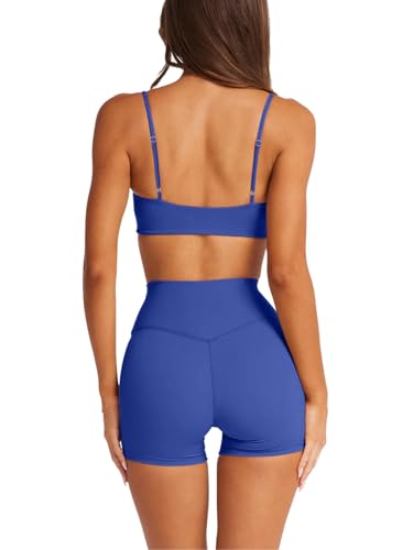Image of LASLULU Womens Adjustable Spaghetti Straps Sports Bra Square Neck Wireless Padded Workout Yoga Crop Tops
