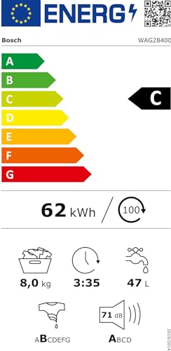 Bosch Hausgeräte WAG28400 Serie 6 Waschmaschine,Weiß, 8kg, 1400 UpM, ActiveWater Plus maximale Energie und Wasserersparnis, AquaStop Schutz gegen Wasserschäden, SpeedPerfect schneller saubere Wäsche 10 Bosch Hausgeräte WAG28400 Serie 6 Waschmaschine,Weiß, 8kg, 1400 UpM, ActiveWater Plus maximale Energie und Wasserersparnis, AquaStop Schutz gegen Wasserschäden, SpeedPerfect schneller saubere Wäsche