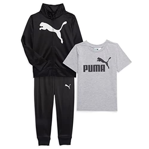 Puma Youth Boys 3-Piece T-Shirt, Tricot Track Jacket & Jogger Pant Set (Black, Large-14/16) #TOP18