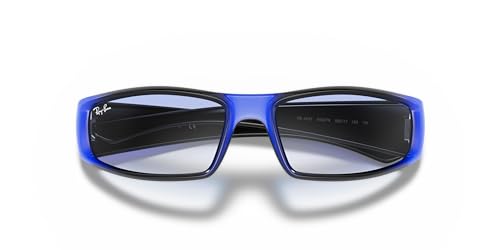 Ray-Ban Unisex Sunglasses Black On Blue Frame, Light Blue Lenses, 58MM4