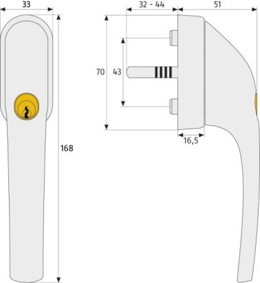 Abus FG300 abschließbarer Fenstergriff, Silber, im Set 4 Stück alle gleichschließend mit insgesamt 8 Schlüssel