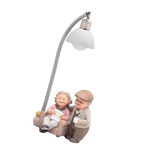 Cadeau anniversaire de mariage figurine aînés en résine lampe LED