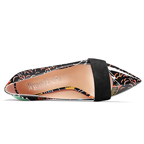 TNYNFBEB Women Chunky Block Mid Heel Close Pointed Toe Pumps Slip-on Patchwork Party Wedding Basic Classic 3.2 Inches Heels4