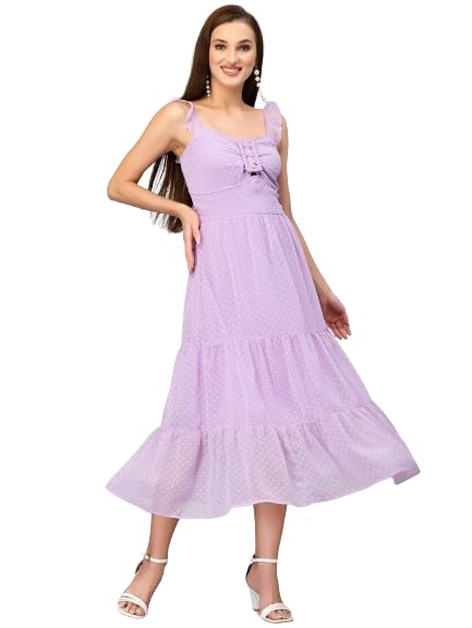 AAYU Ruffled Dobby Buckle Dress for Women