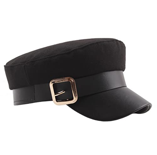 Casquette newsboy pour femme noir aux finitions coutures haut de gamme
