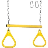 Swing Set Stuff Inc. Trapeze Bar with Rings and Uncoated Chain (Yellow) with SSS Logo Sticker