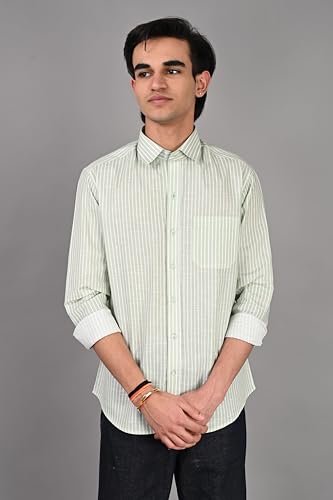 Image of Men Regular Fit Shirt Colour Light Stripes Cotton Shirts for Men