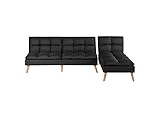  Canapé banquette d\'angle convertible en tissu capitonné noir - CASSIE -