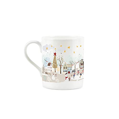 Purely Home Snowy Scenery Hot Chocolate - Small Bone China White Mug Xmas Present Gift for Christmas Eve Boxes - Image 2