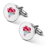 カフス メンズ 2個セット カーネーションの花束 カフスボタン Shirt Cufflinks 合金 ファッション アクセサリー 男性用 紳士 ビジネス 日常仕事 プレゼント