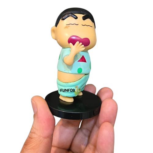 Image of FUNFOB Shinchan Action Figure Height -8cm | Shin chan Figurine Cartoon Figures Toys for Boys & Girls PVC Multicolour | Nightsuit -Yawning