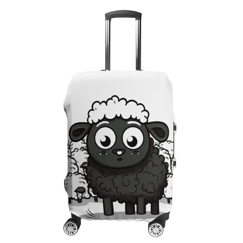 Cartoon Black White Sheep Luggage Cover, Washable Elastic Suitcase Cover Protector Fit 18-32 Inch Luggage