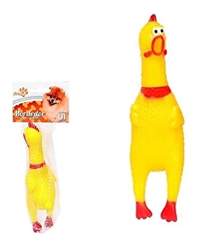 Mordedor Galinha Borracha Cachorro Brinquedo Cães Animal Pet TAM. 16CM