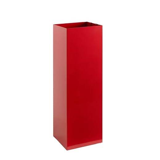 Neustein Portaombrelli rosso con design moderno in metallo per casa e ufficio, 2 ganci, 2 vaschette estraibili, 15,5 x 15,5 x 49 cm, quadrato, portaombrelli