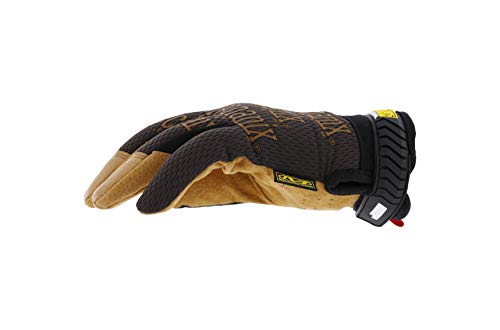 Original Leather Gloves - Durable Synthetic Leather Gloves for Protecting Hands - Comfort Fit - Breathable - Abrasion Resistant - Machine Washable - Brown/Black - Medium