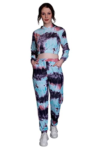 Image of GRECIILOOKS Co-ord Set for Women Stylish | Crop Top Fit Lycra Winter Hoodie set | Woolen Sweatshirts & Hoodies & T-Shirt For Girl | Printed Drawstring Trouser Clothes Hoodie with Pocket