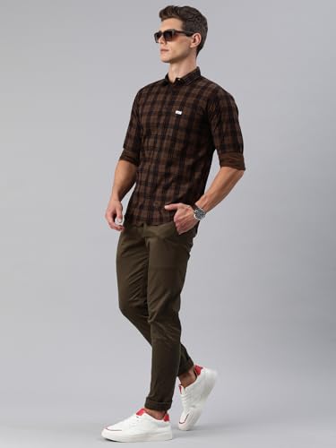 Image of Majestic Man Men Small Checkered Slim Fit Cotton Casual Shirt