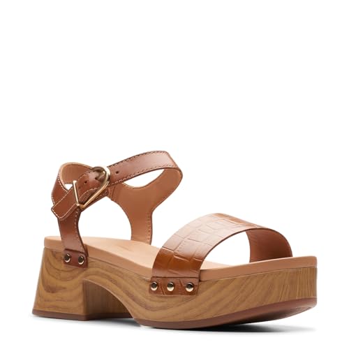 Clarks Women's, Sivanne Bay Sandal, 9.5, Tan Interest Leather