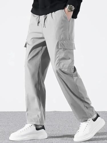 Image of Cargo Pants for Men | Cotton Cargo Trousers|Cargo for Men |Cotton Cargo Pant |Drawstring Waist Pant Multi Pocket Utility Wear