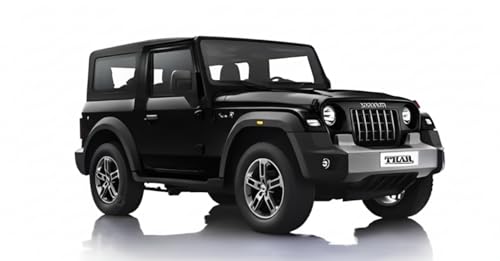 Image of TEC TAVAKKAL Diecast 1:36 Thar Toy Car Metal Body Openable Doors, Bonnet & Boot Pull-Back Action for Kids Diecast Model with Light Music Black