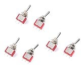 6Pcs Red High-End MTS-103 3-Pin 3-Position Rocker Switch Button for Automotive MarineIndustrial Applications