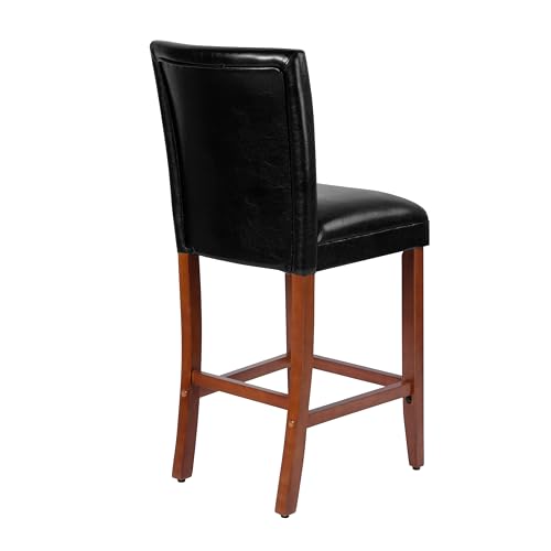 Image of HomePop Counter Stool, 29-Inch, Black Faux Leather