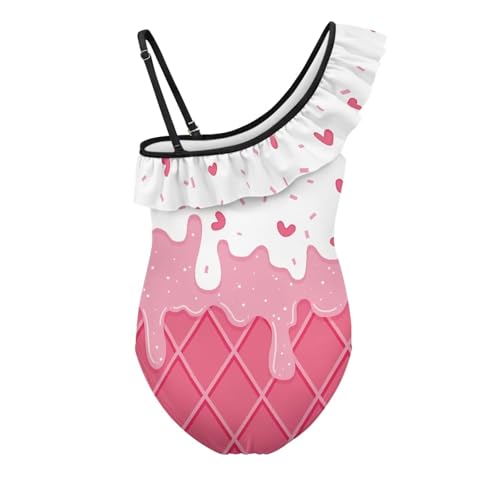 Girls One Piece Bathing Suit,Slim-Fit Ruffle Strap Swimsuit with Adjustable Strap Quick Dry Summer Beach Swim Suit2