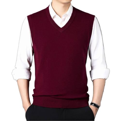 Suéter sin mangas para hombres estilo casual de negocios y chaleco clásico con cuello en V para oficina