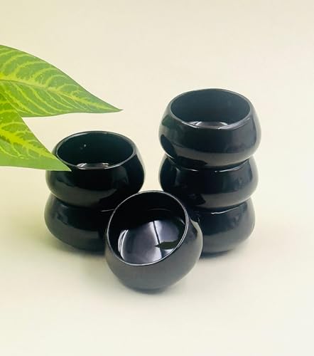 Image of Lupaava Serving Dip Sauce Chutney Mini Ceramic Bowls Pack of 6 | Ceramic Handcrafted Shine, Microwave Bowl Sets, Kitchen Accessories 35 ml