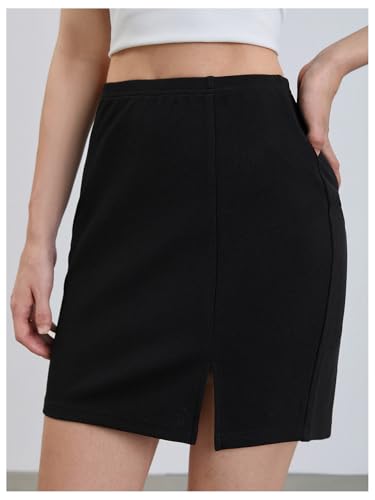 SOLY HUX Skirts for Women Split Hem High Waisted Bodycon Casual Mini Skirt3