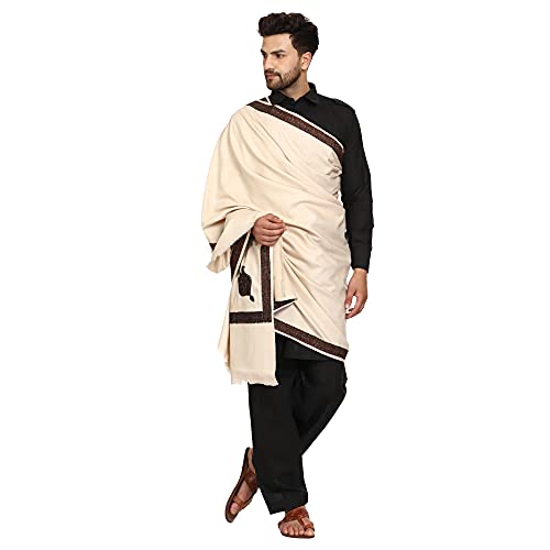 Image of SWI WITH LABEL Men's Kashmiri Embroidered Wool Shawl