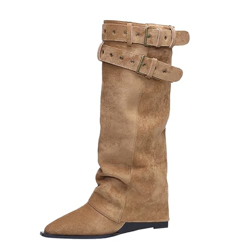 Bottes d'hiver pour femme mi-hautes en maille ajustée pour le bureau et la ville
